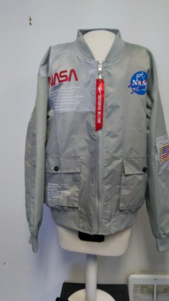 ASST SERIES NASA Jacket SPACE AERONAUTICS USA Flag Patch Full Zip  Size M F/S