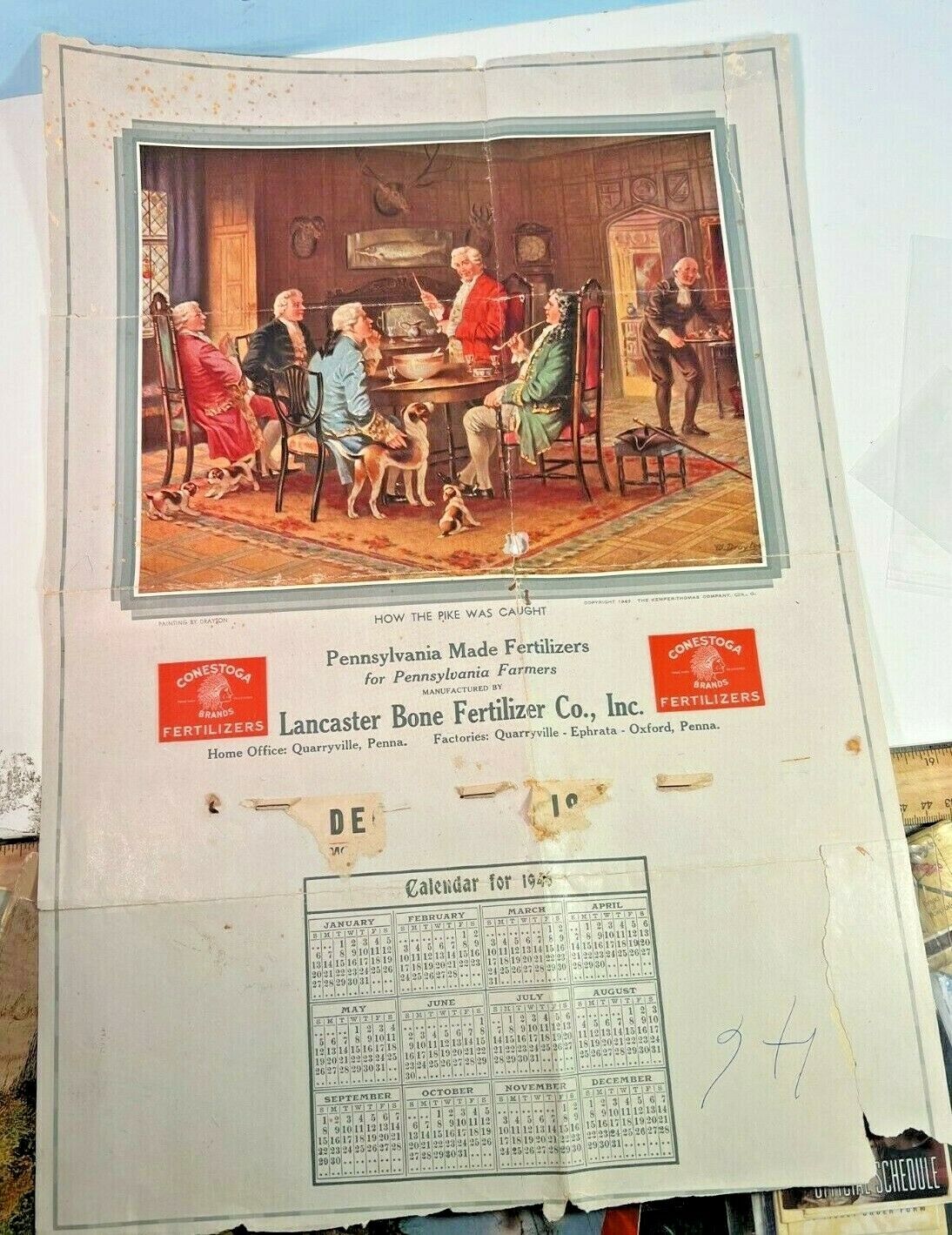 1946 Conestoga Farm Coal Lumber & Supplies Poster w/ Years Budget Back Side