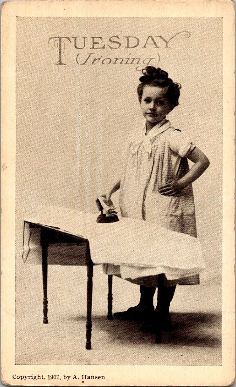 Postcard Tuesday (Ironing) Chores Days Of The Week A. Hansen 1907 Divided Back