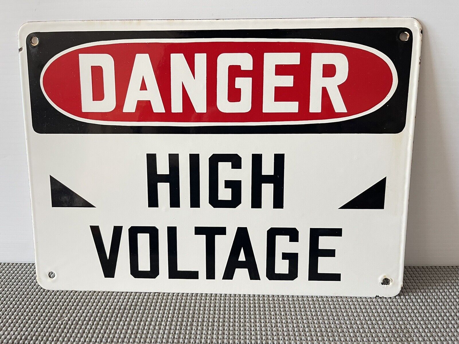 Vintage DANGER HIGH VOLTAGE Electric Power Gas Oil Porcelain Metal Sign 