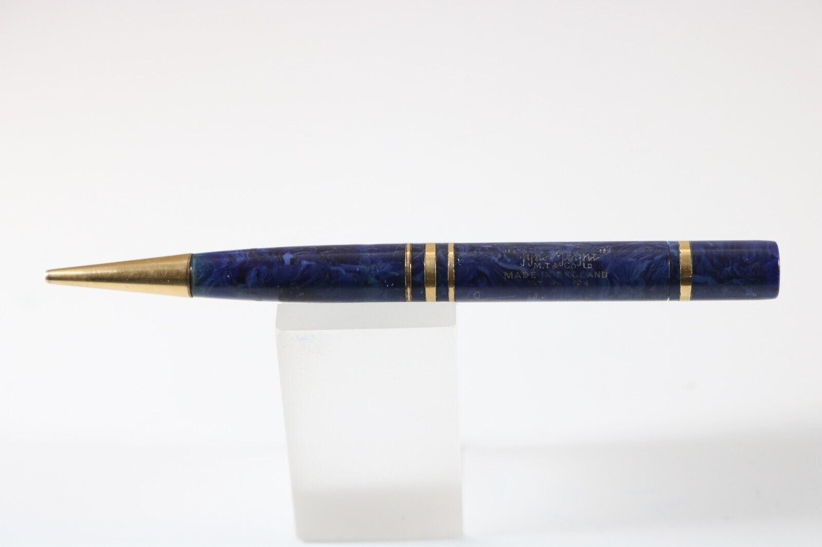Vintage (1930-34) Swan Mabie Todd & Co Fyne Poynt Marbled Blue Mechanical Pencil