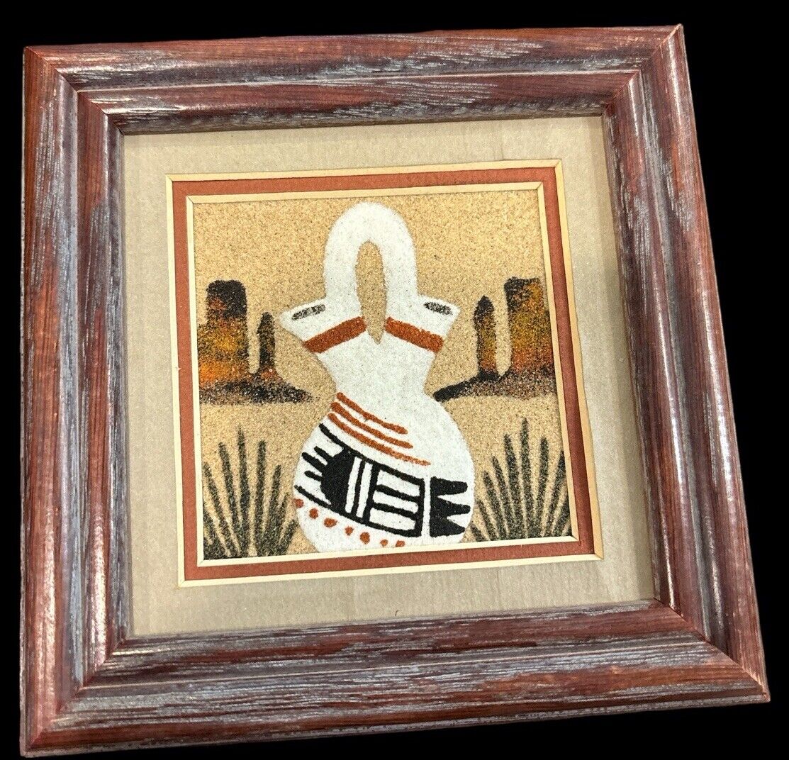 Native American Indian Navajo Sand Painting Art 4”x4” ”Southwest