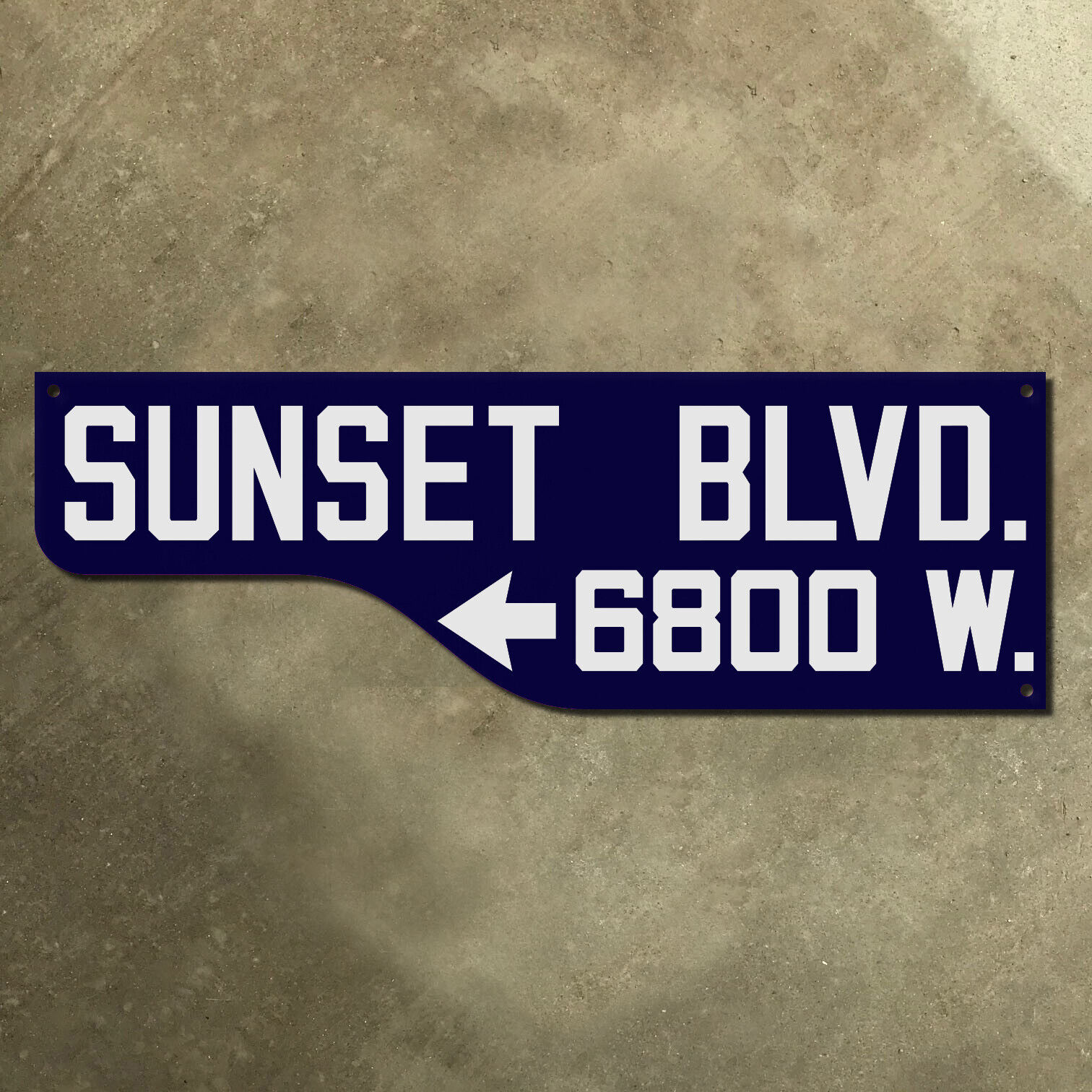 Los Angeles California 6800 Sunset Blvd blade road sign 1946 30x10 TWO SIDED