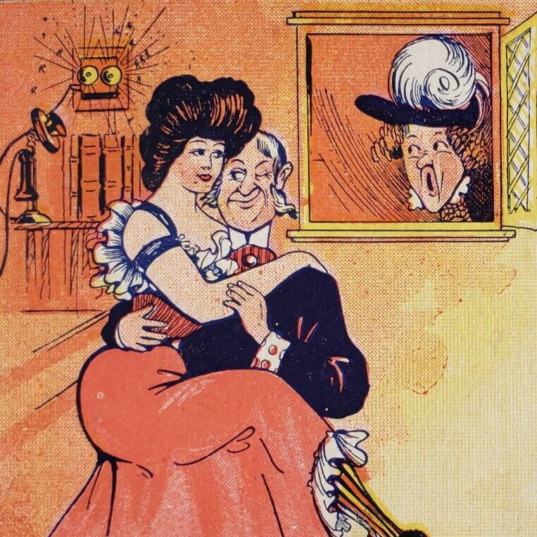 Fancy Man With Prostitute Postcard c1905 Sex Worker Woman Girl Vintage Art A1023
