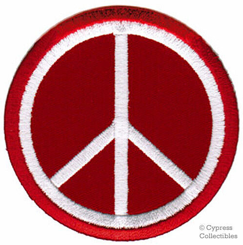 PEACE SIGN PATCH HIPPIE SUMMER OF LOVE red embroidered iron-on APPLIQUE EMBLEM