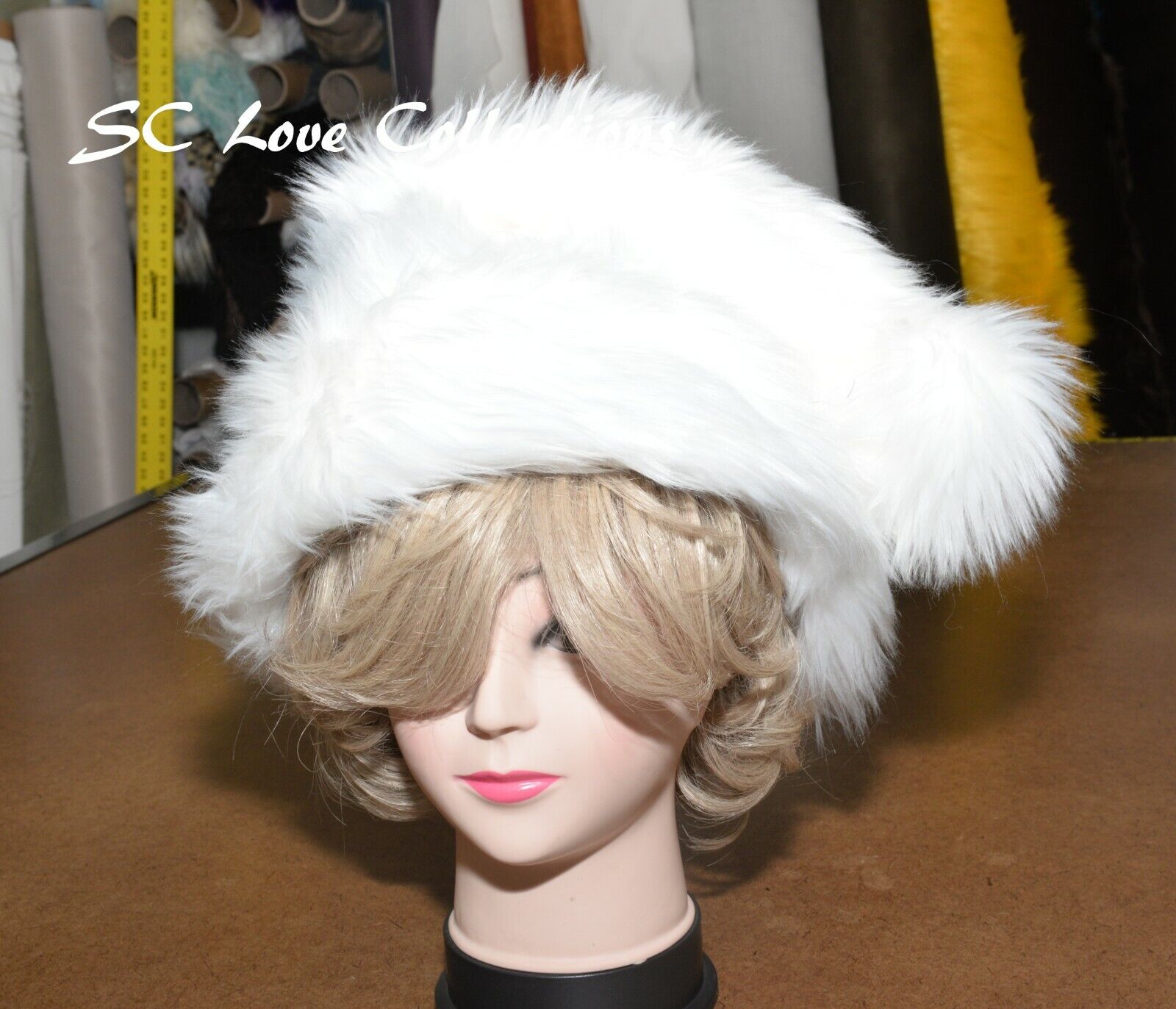 White Christmas Santa Hat Faux Fur Made in USA