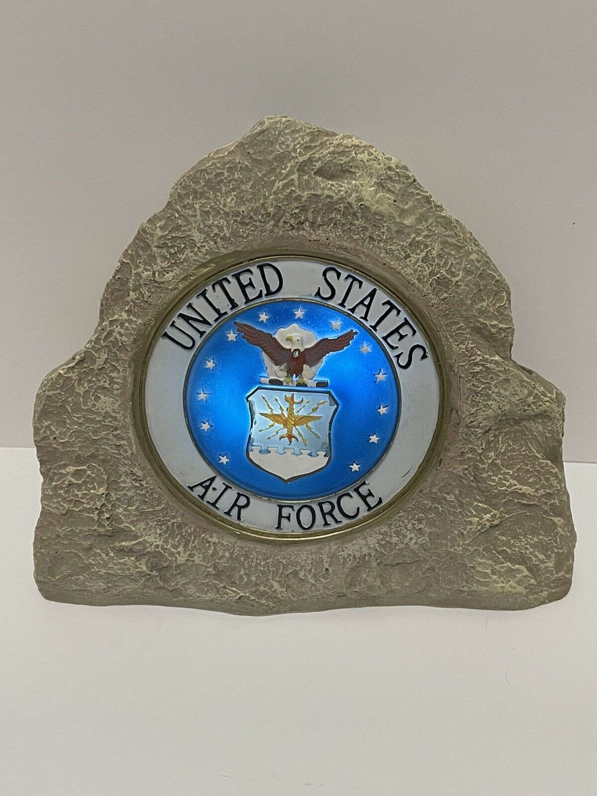 United States Air Force Garden Stone - faux stone - solar powered