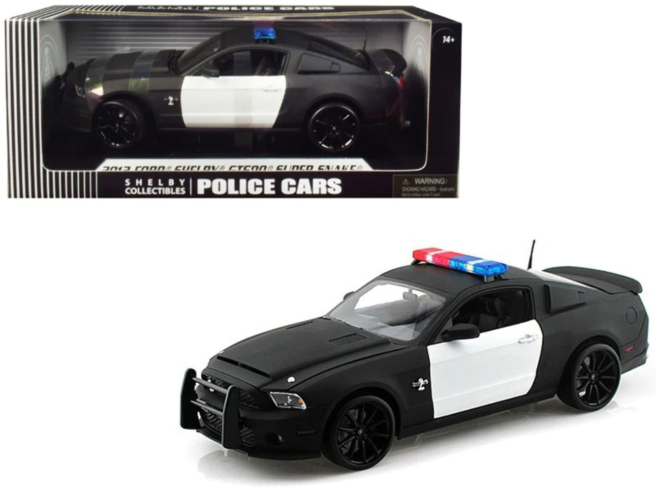2012 Ford Shelby Mustang GT500 Super Snake Unmarked Police Car Black/White 1/18