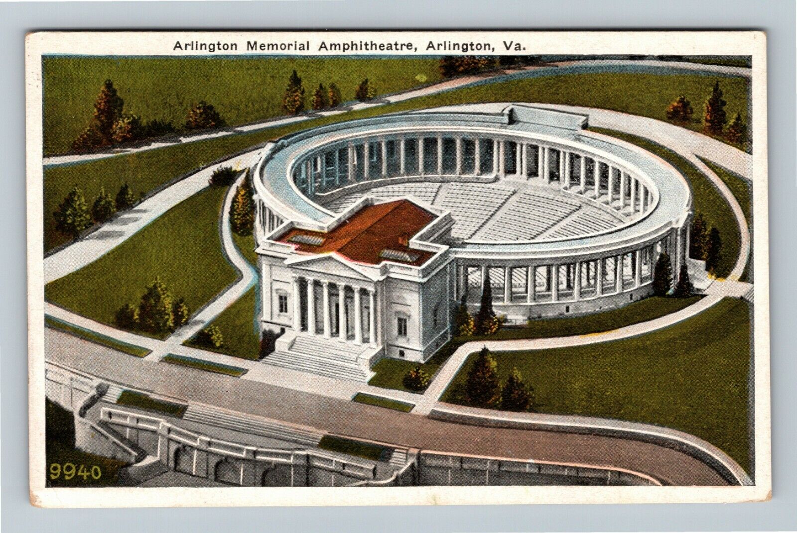 Arlington VA-Virginia, Aerial View Of Memorial Amphitheater Vintage Postcard