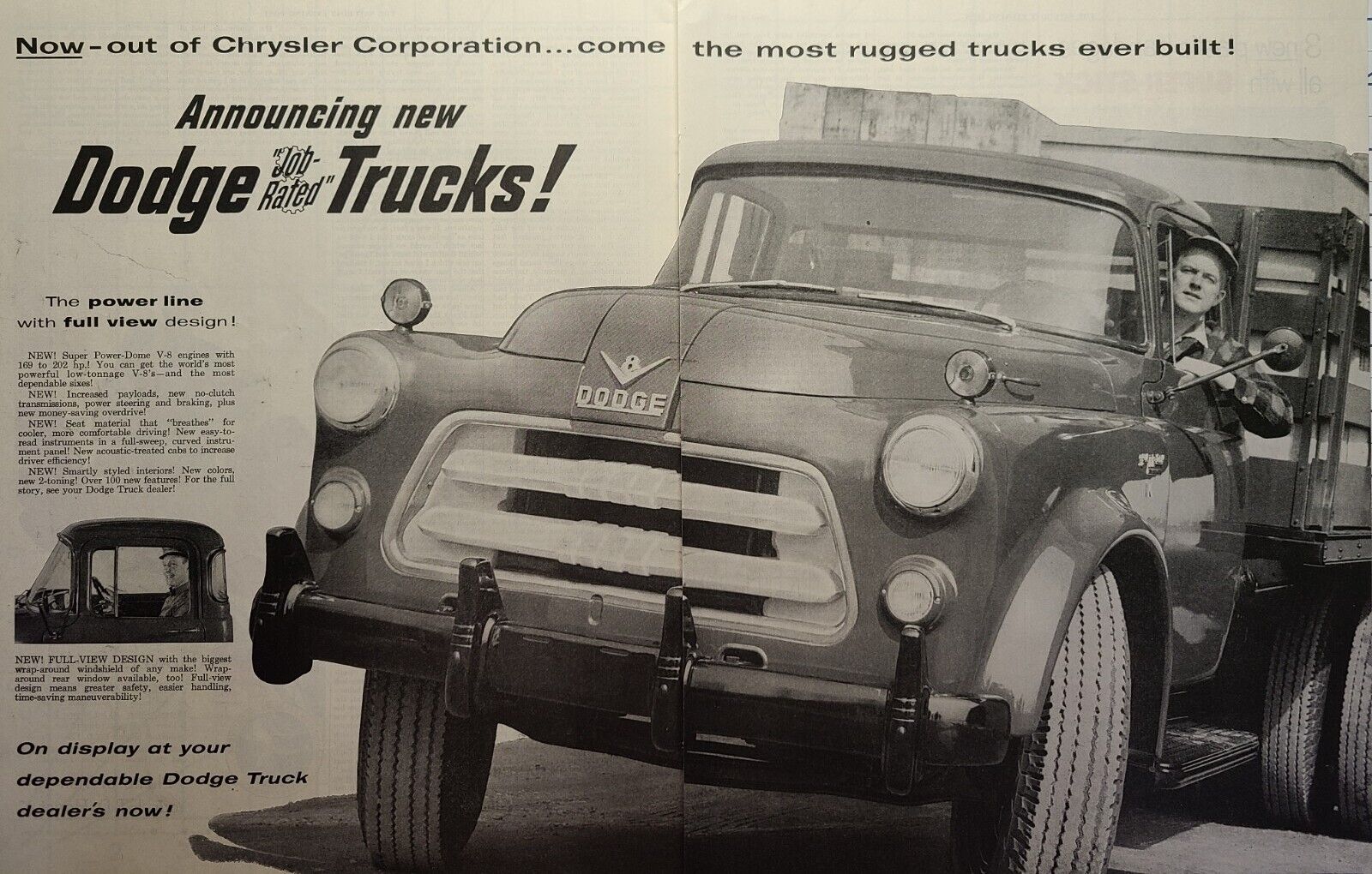 Vintage Print Ad 1955 Dodge Job-Rated Trucks Super Power-Dome V8 Chrysler Corp