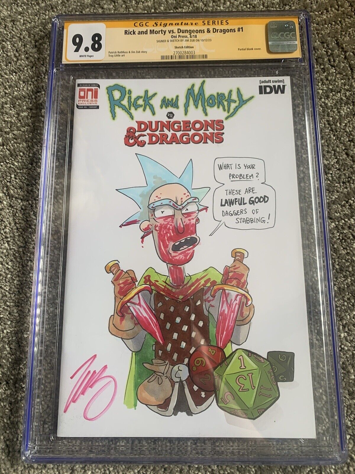 Rick and Morty vs Dungeons & Dragons 1 Signed Sketch Remark Jim Zub CGC 9.8 🔥