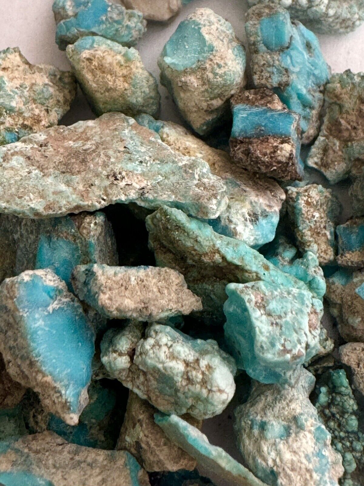 Natural Morenci Turquoise Rough -  Small Pieces -  Blue