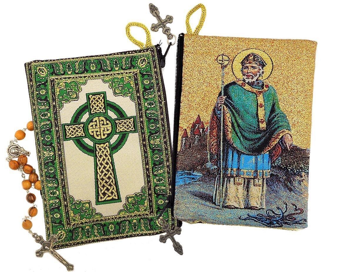 Reversible St Saint Patrick Icon Rosasy Pouch Case Holder 5 3/8 Inch
