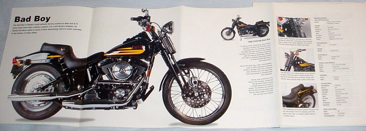 BAD BOY ~ Harley Davidson FXSTSB Motorcycle Bike Poster Print ~ CLOSE UP