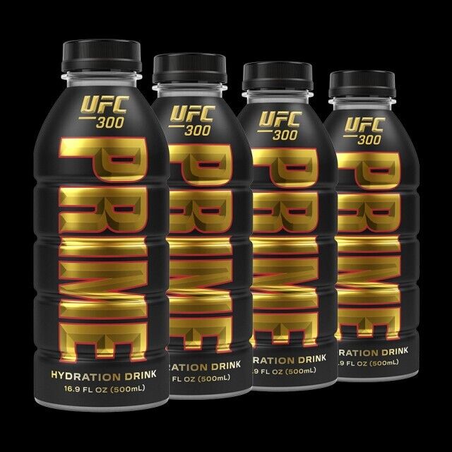 UFC 300 Prime Hydration Drinks Bottles Limited Edition 4 PACK Drink UFC300 NEW