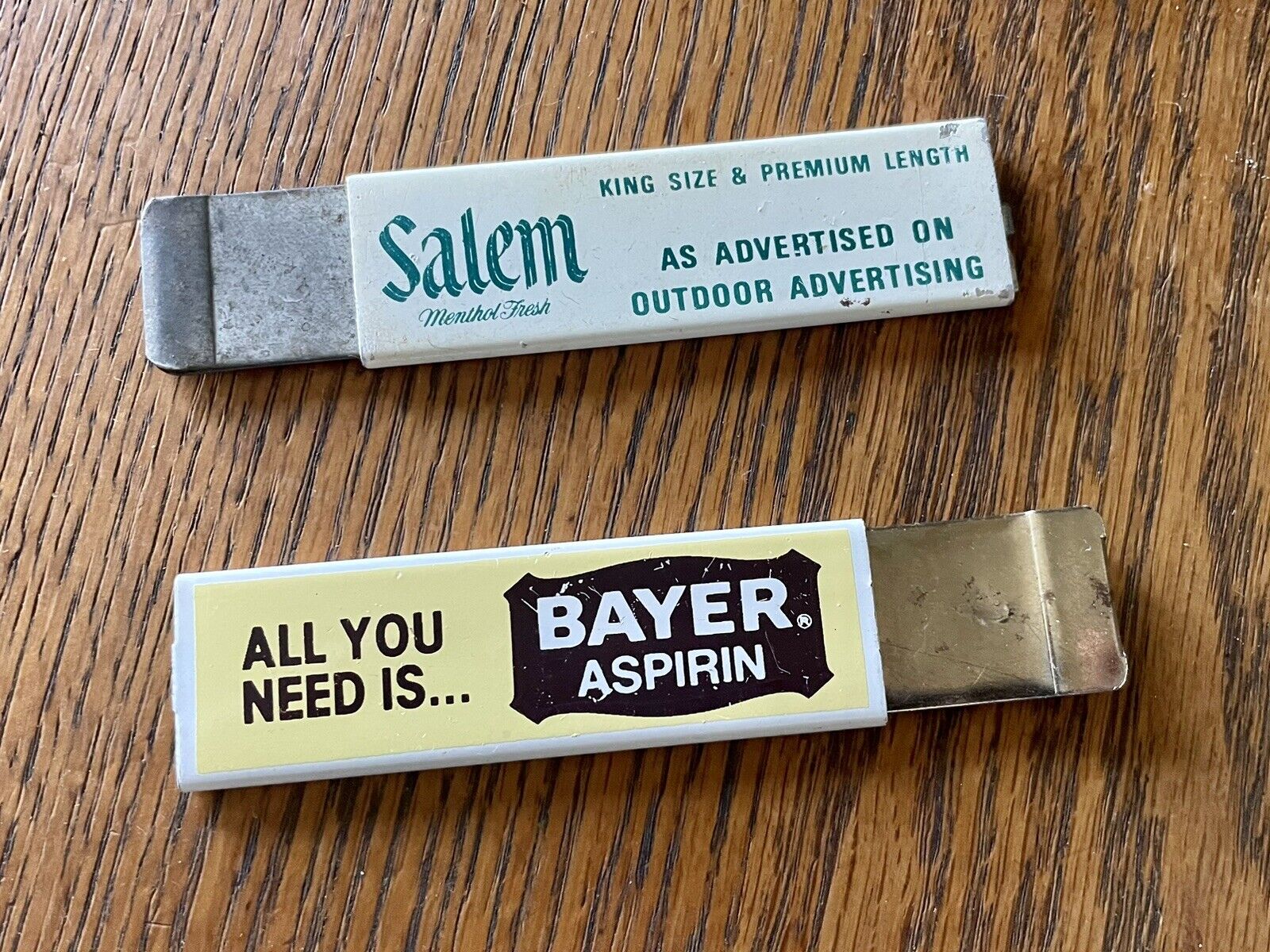 Vintage Bayer Aspirin And Salem Menthol Box Cutters Advertisement
