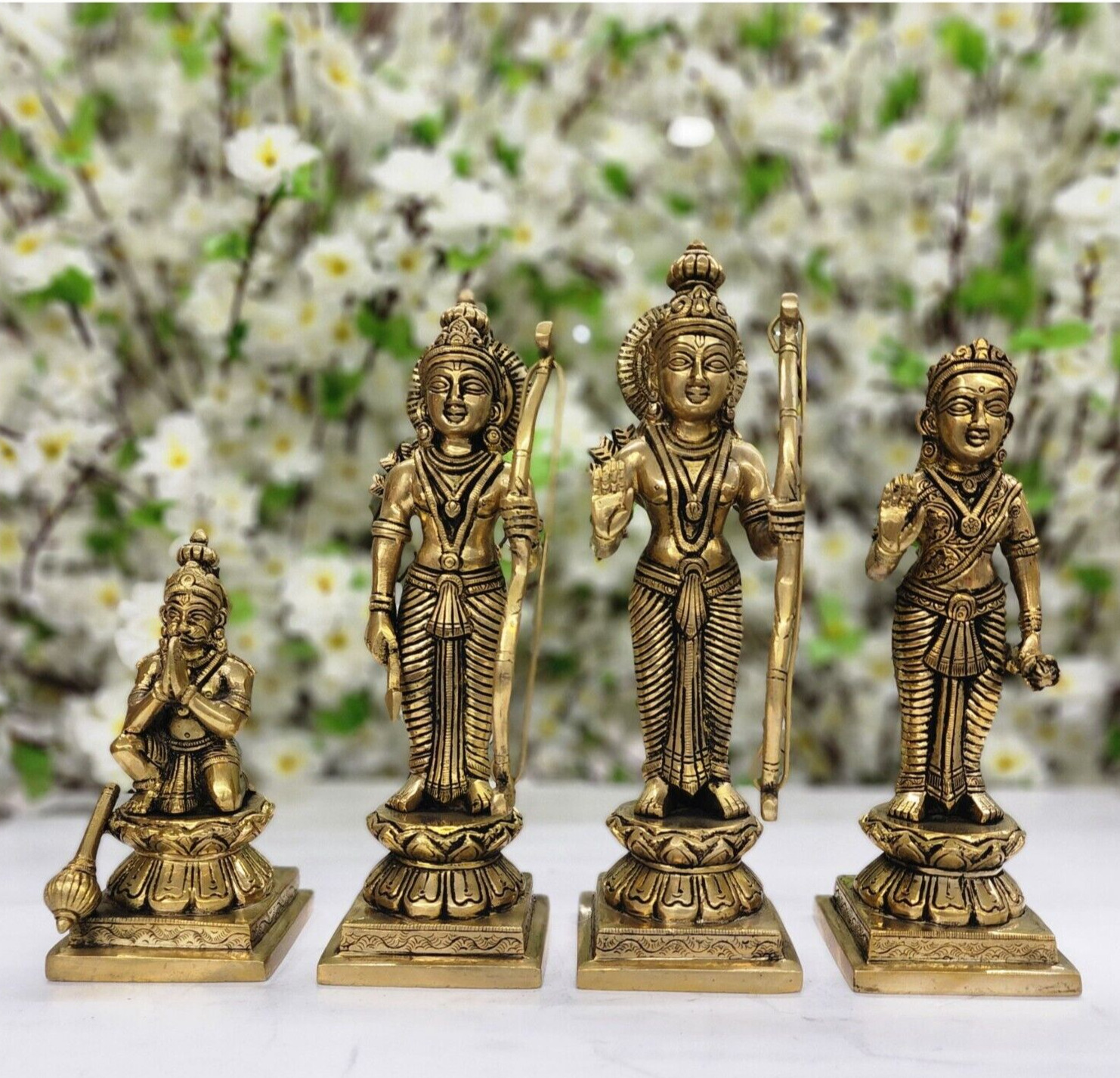 Ramdarbar Statue Brass Large Ram Family Figurine Lord Ram, Sita, Hanuman, Laxman