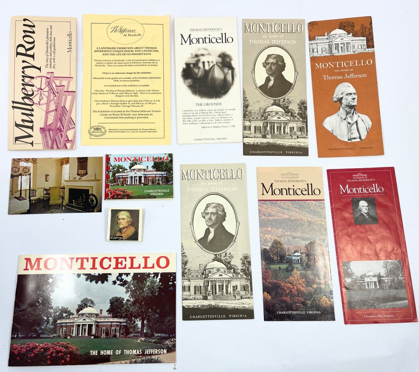 Monticello VA Vintage Travel Ephemera Lot Pamphlets Brochures Postcard Matchbook