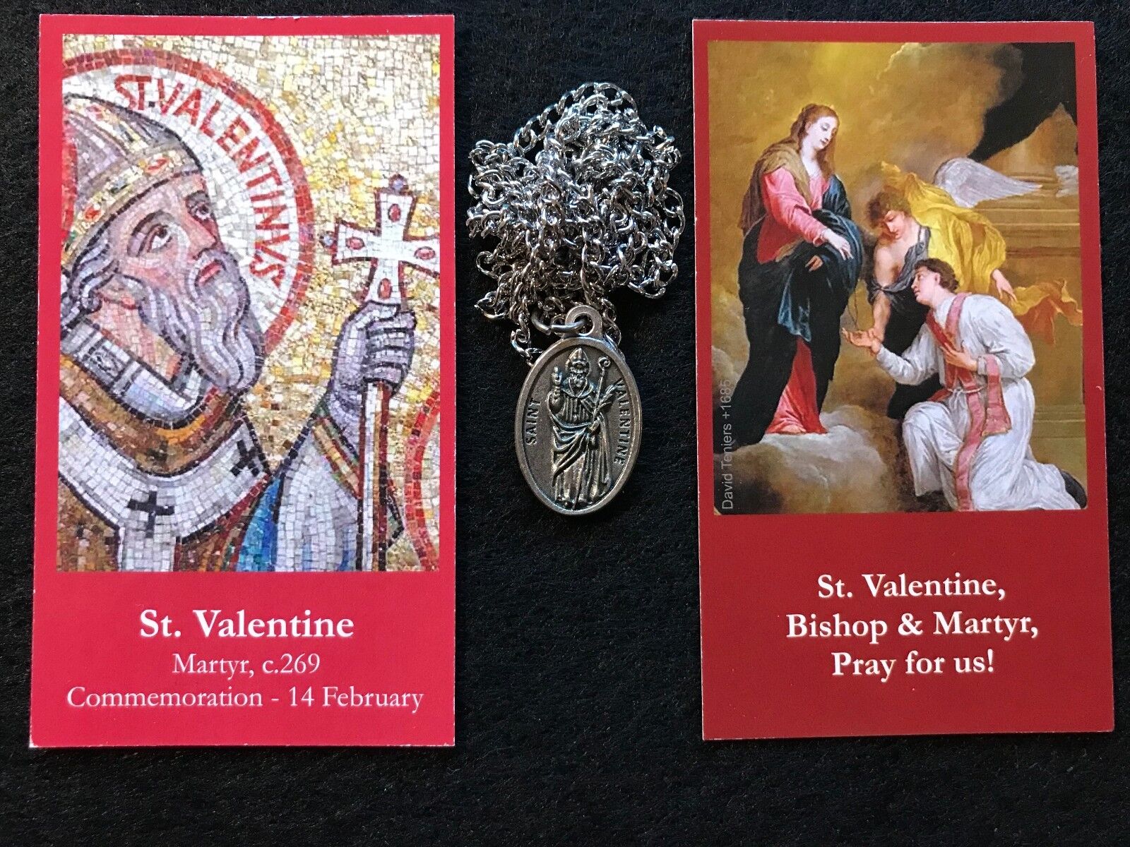 St. Valentine Necklace with Three Prayer Cards