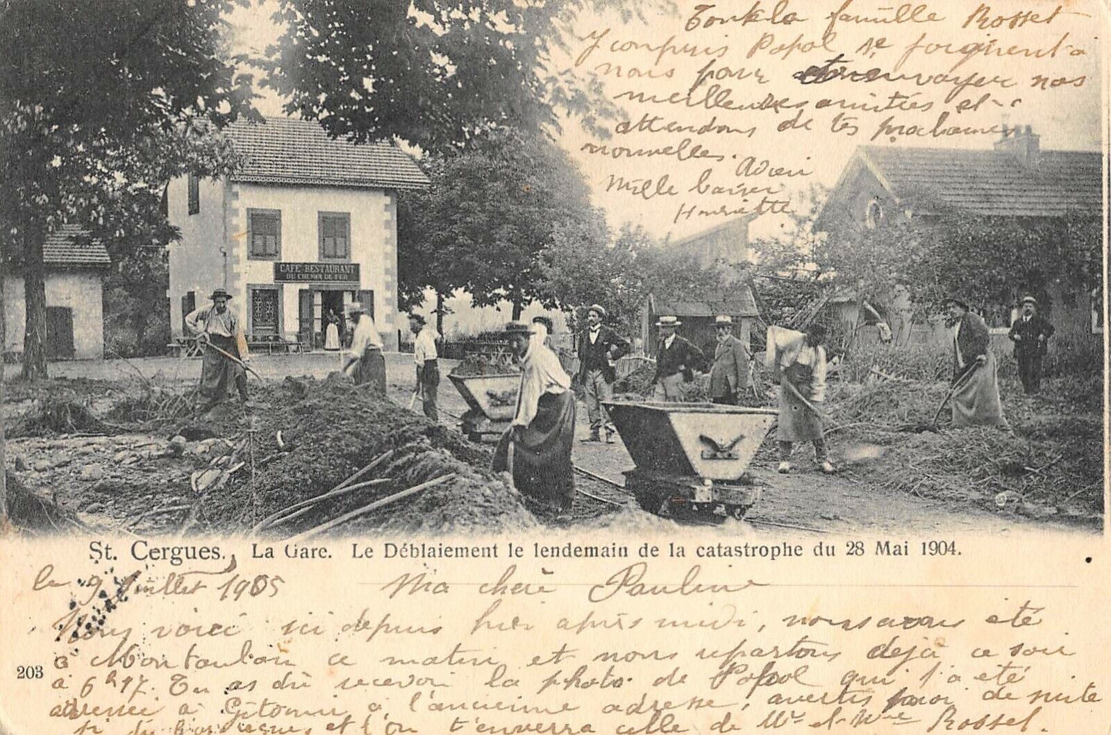 CPA 74 SAINT CERGUES LA GARE LE DEBLIEMENT THE DAY AFTER THE 1904 DISASTER