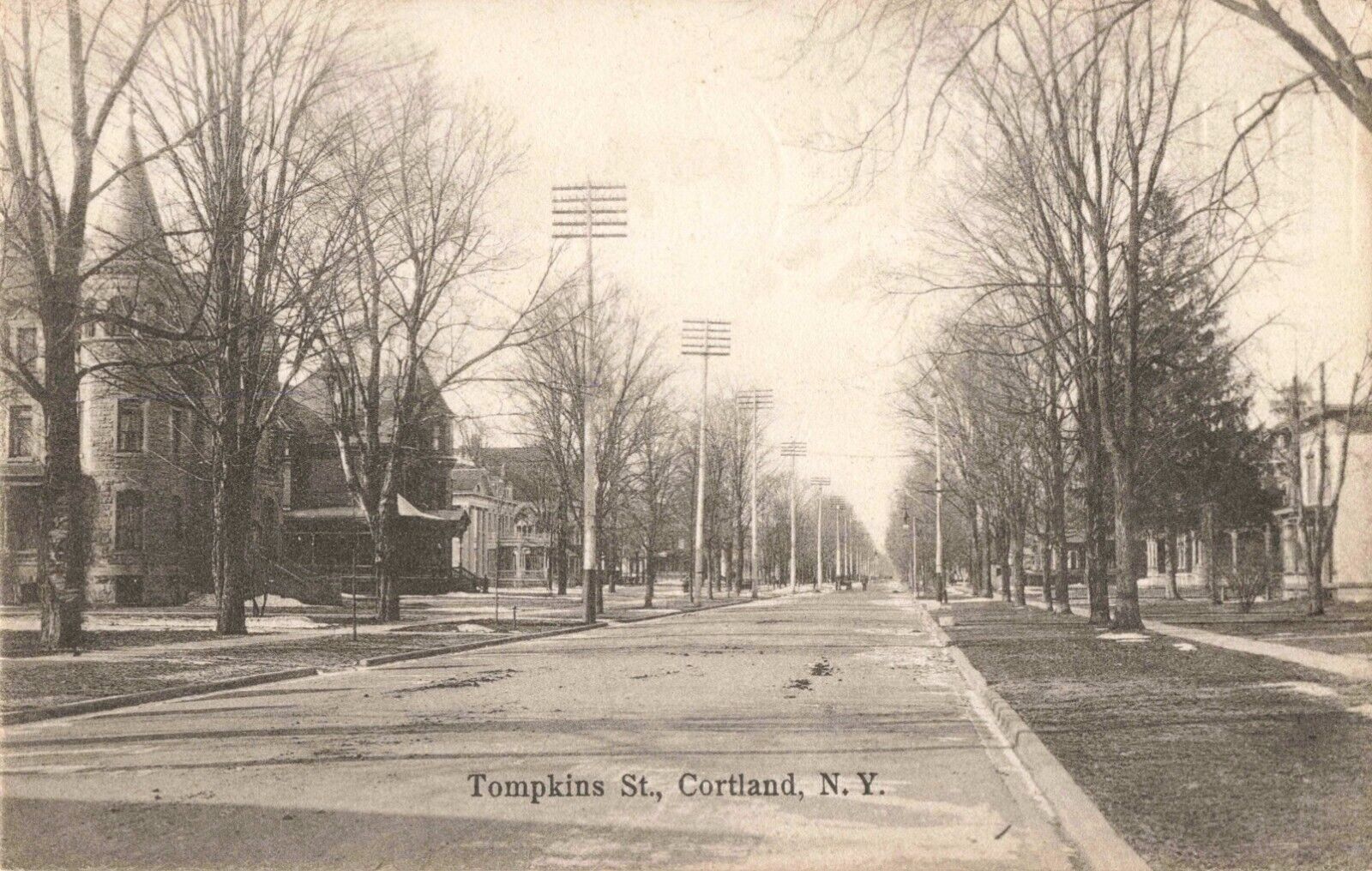 Tompkins Street Cortland New York NY c1906 Vintage Postcard