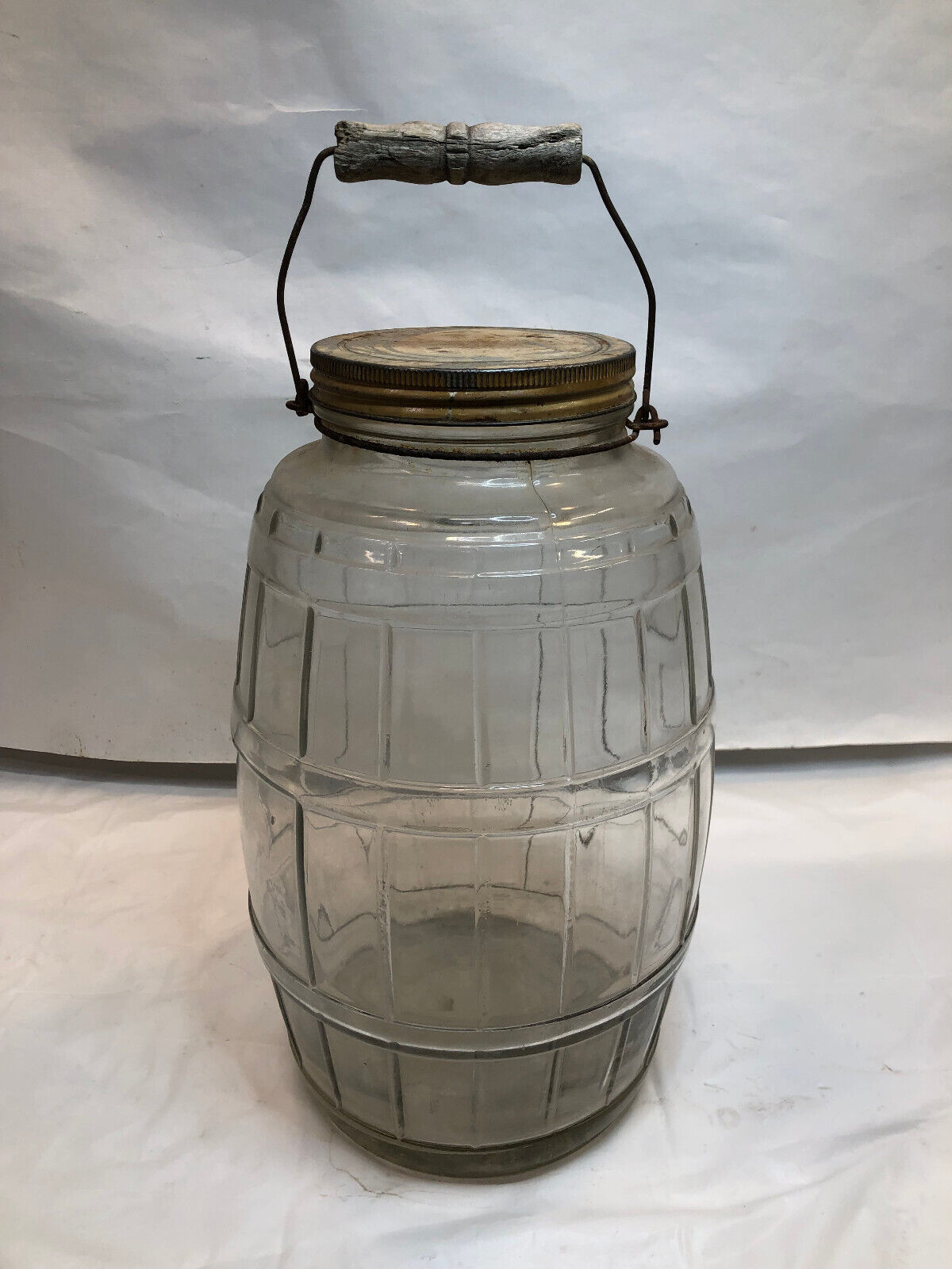 Vintage Pickle Jar - Glass Barrel lid 14.5\