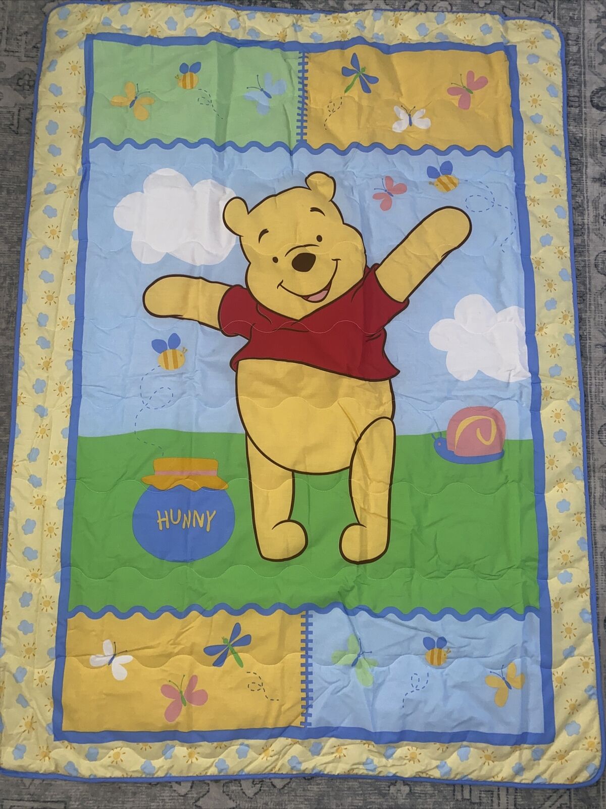 Vtg Disney Winnie the Pooh  Comforter Baby Crib Blanket NEW NOS Vintage