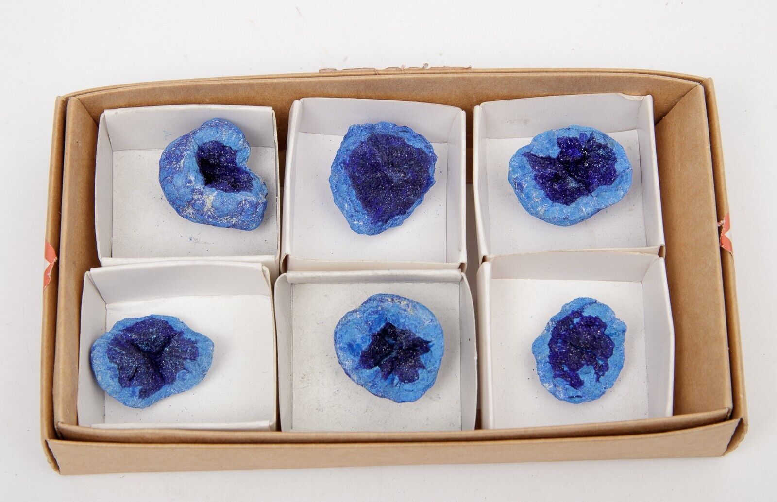 6x BLUE AZURITE crystal geode 2.82 oz chakra stone specimen wholesale #7457T