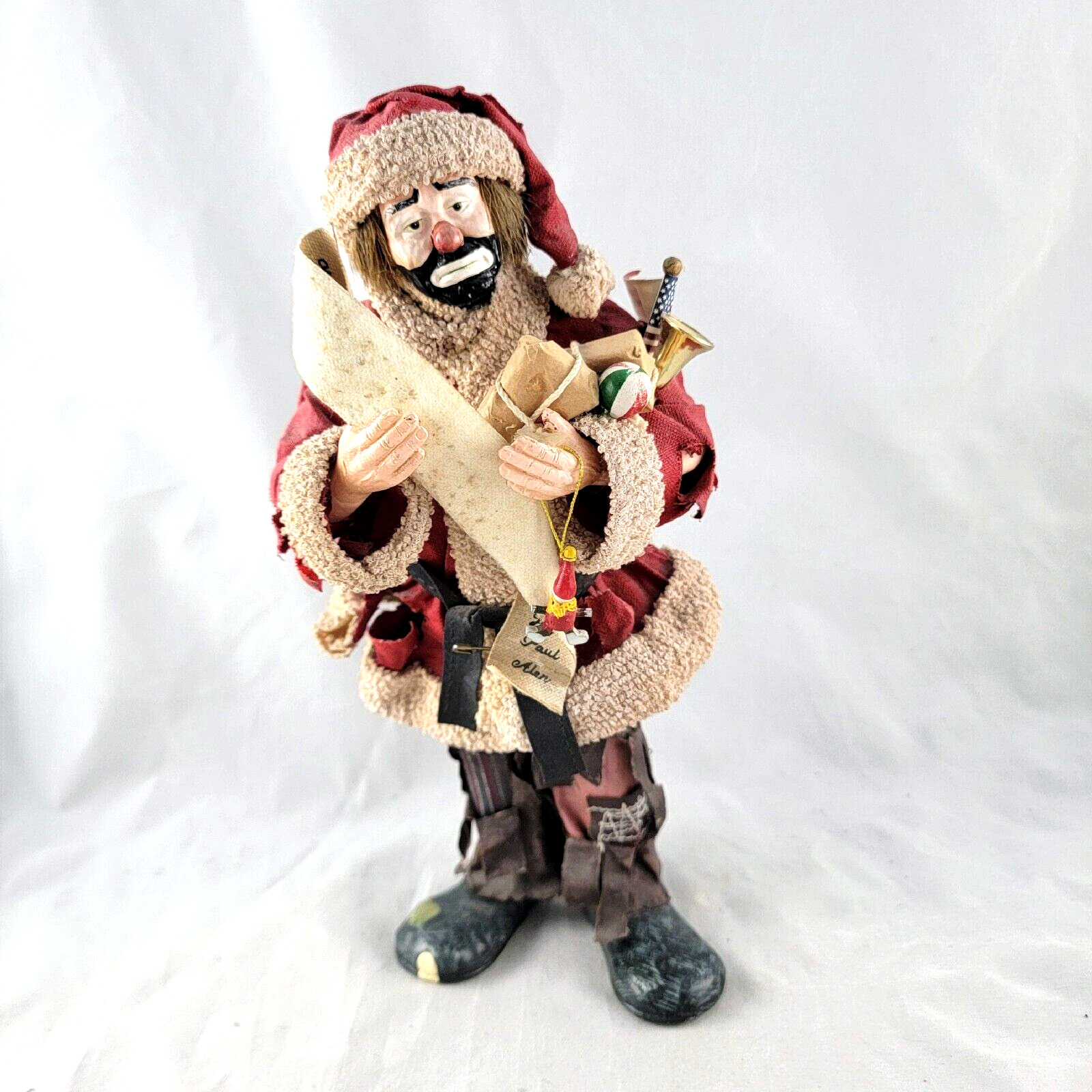 1990’s  Fabriche Santa Claus Emmit Kelly Clown Decoration