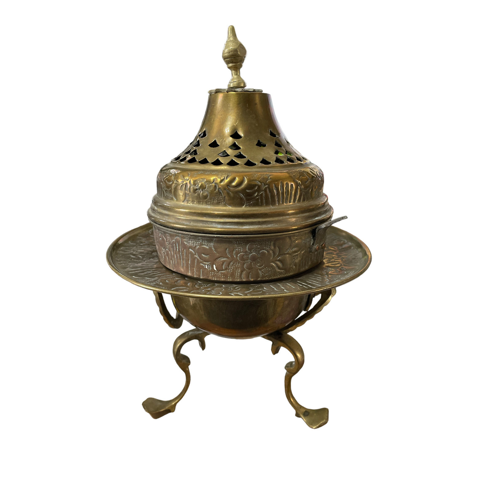 Vintage Brass Brazier /Incense Burner 13” Middle East Brazier Heat Tents Brass 