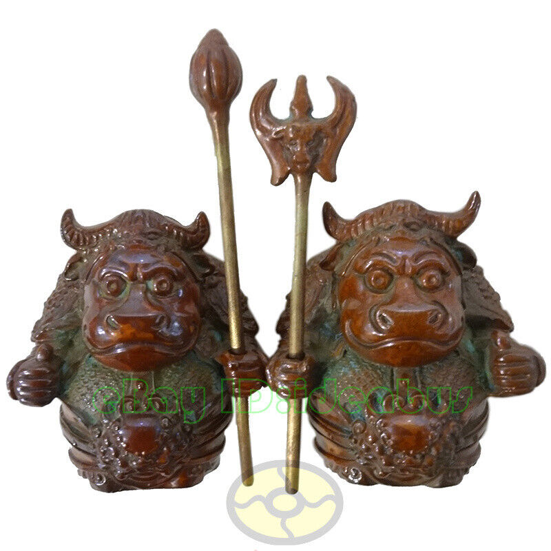 PAIR(2 PCS) Bull Demon King home decor ornament Yunnan Variegated Glimmer Copper