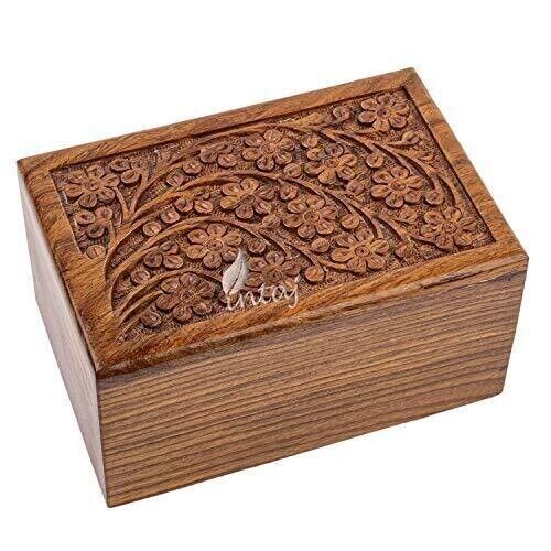 Wooden Cremation Urn for Human Ashes - Rosewood Adult Funeral Box tree of life