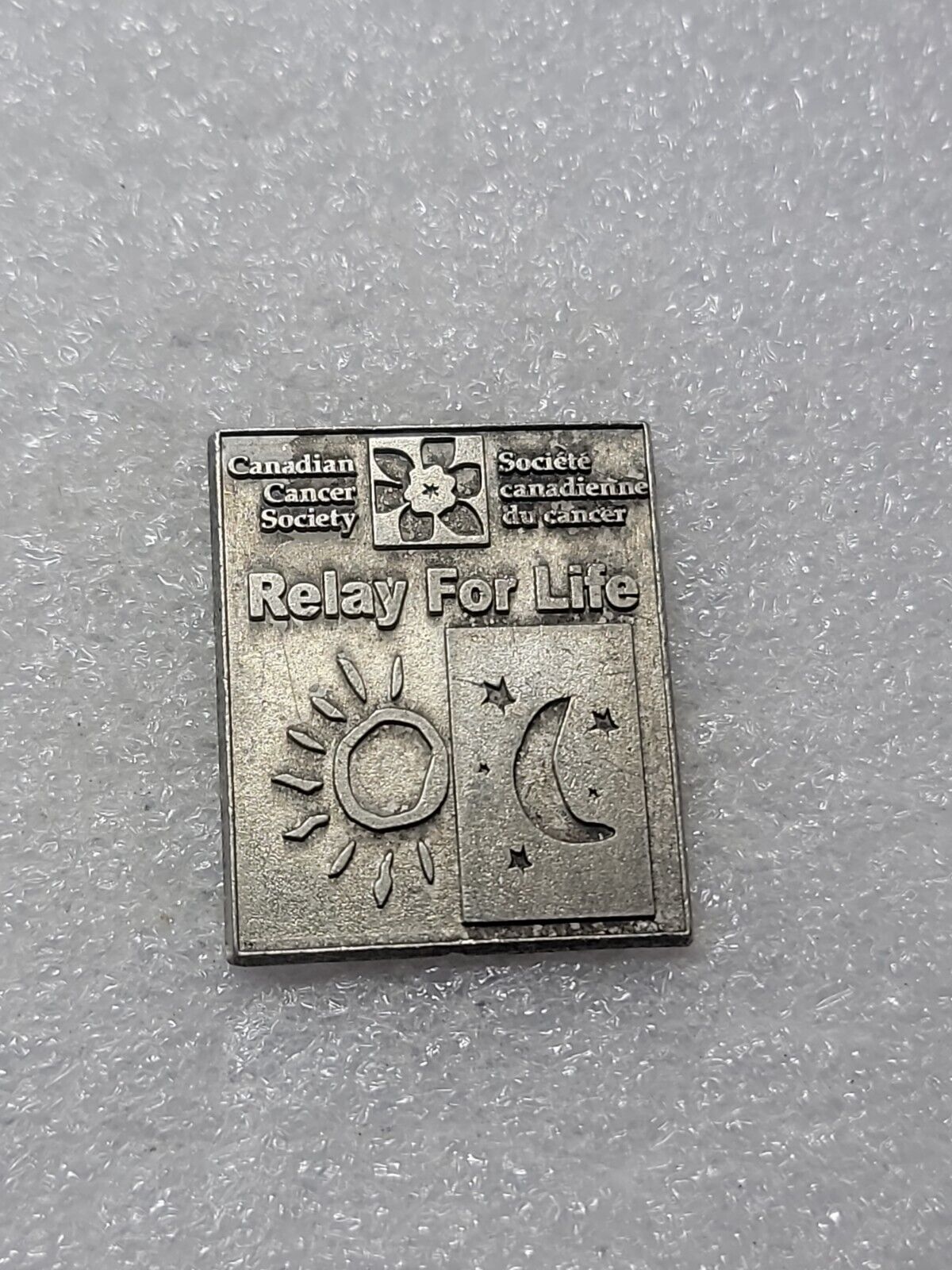 Relay For Life Canadian Cancer Society Pewter Toned Lapel Pin Clutch Back
