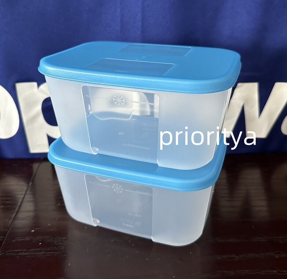 Tupperware Freezer Mates Rectangular Container 700ml Set of 2 Blue Seal New