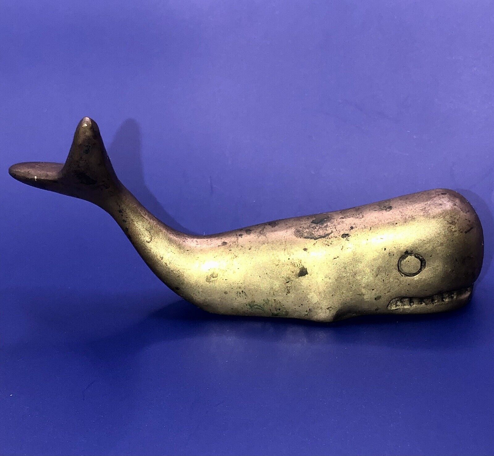 Vintage Brass Sperm Whale Nautical Paperweight 