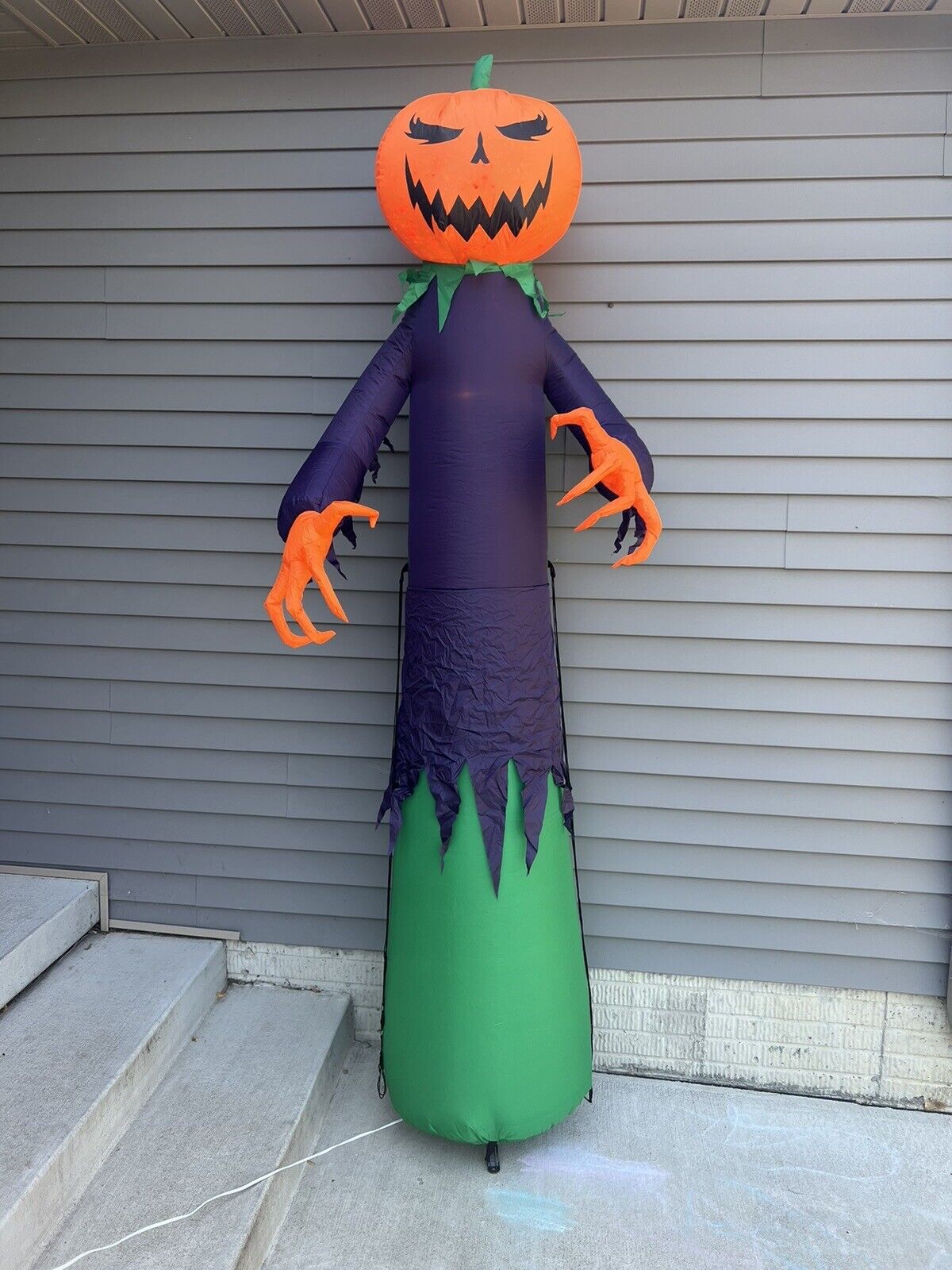 Gemmy 9' Tall Lighted Pumpkin Reaper Electric Inflatable LED Tested Halloween
