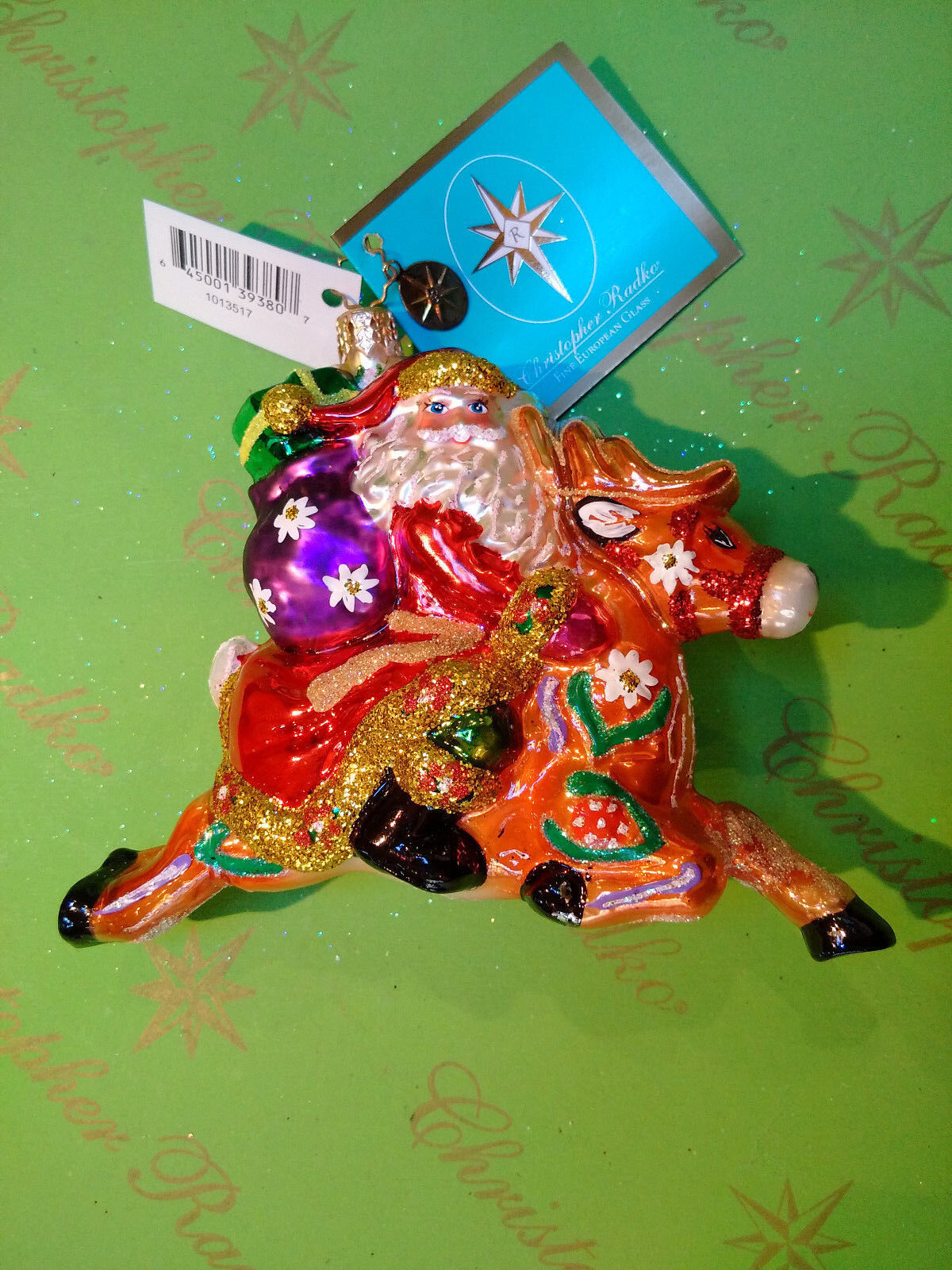 Christopher Radko Runaway Reindeer Glass Ornament