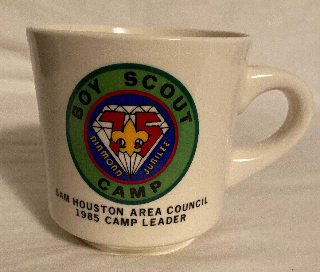 1985 Boy Scout 75th Diamond Jubilee Camp Leader Sam Houston Area Council Mug