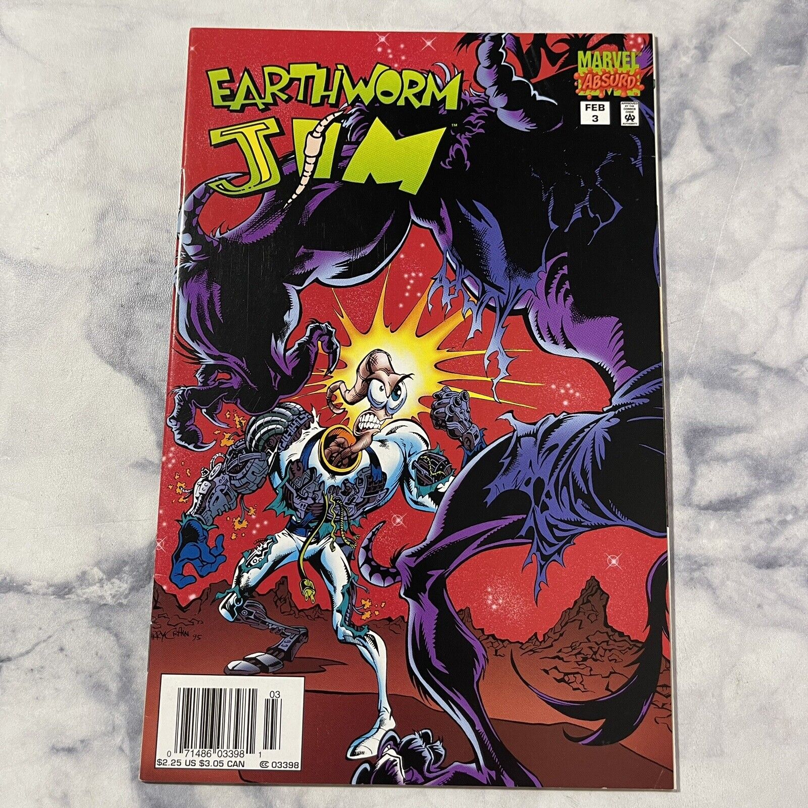 Earthworm Jim Comic Book Issue #3 Newsstand Marvel Absurd Comics 1996