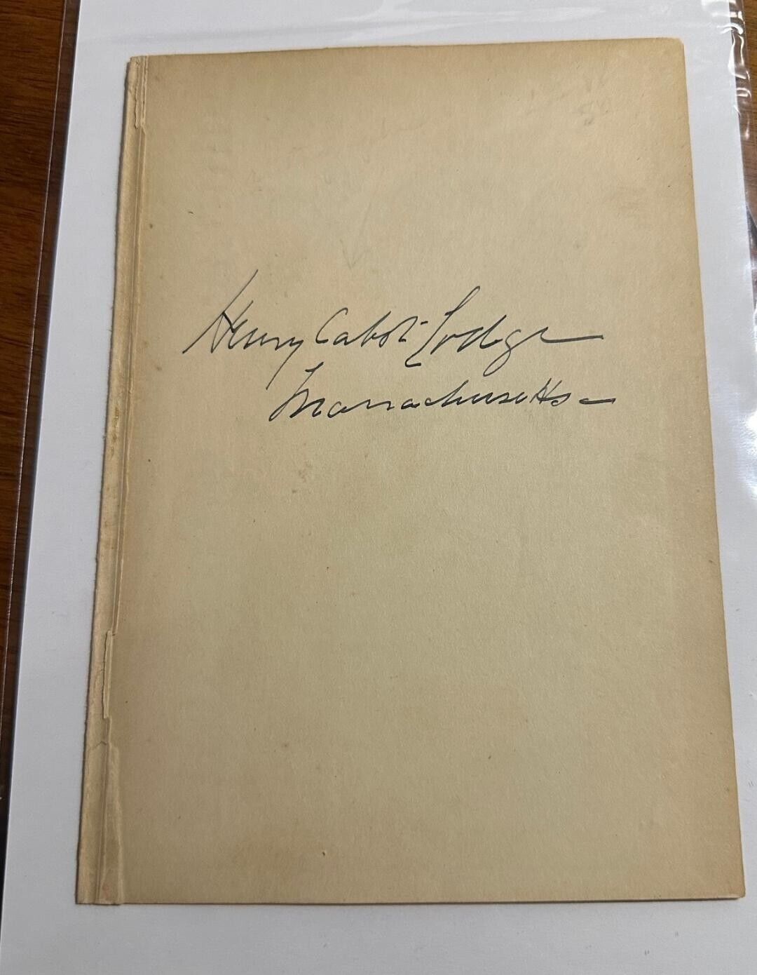 Henry Cabot Lodge of Massachusetts Signed Auto Autograph Book Page
