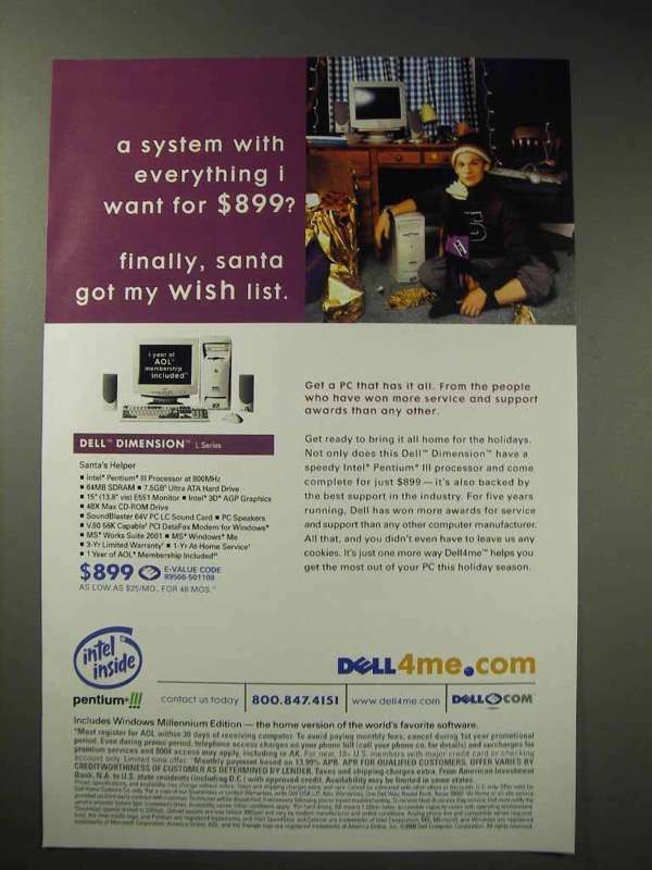 2000 Dell Dimension L Series Computer Ad - Santa Got