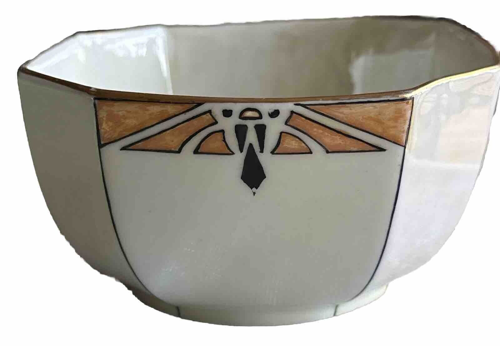 Beautiful Old Vintage Limoges B & C France Gold  Rim Art Deco Design Bowl