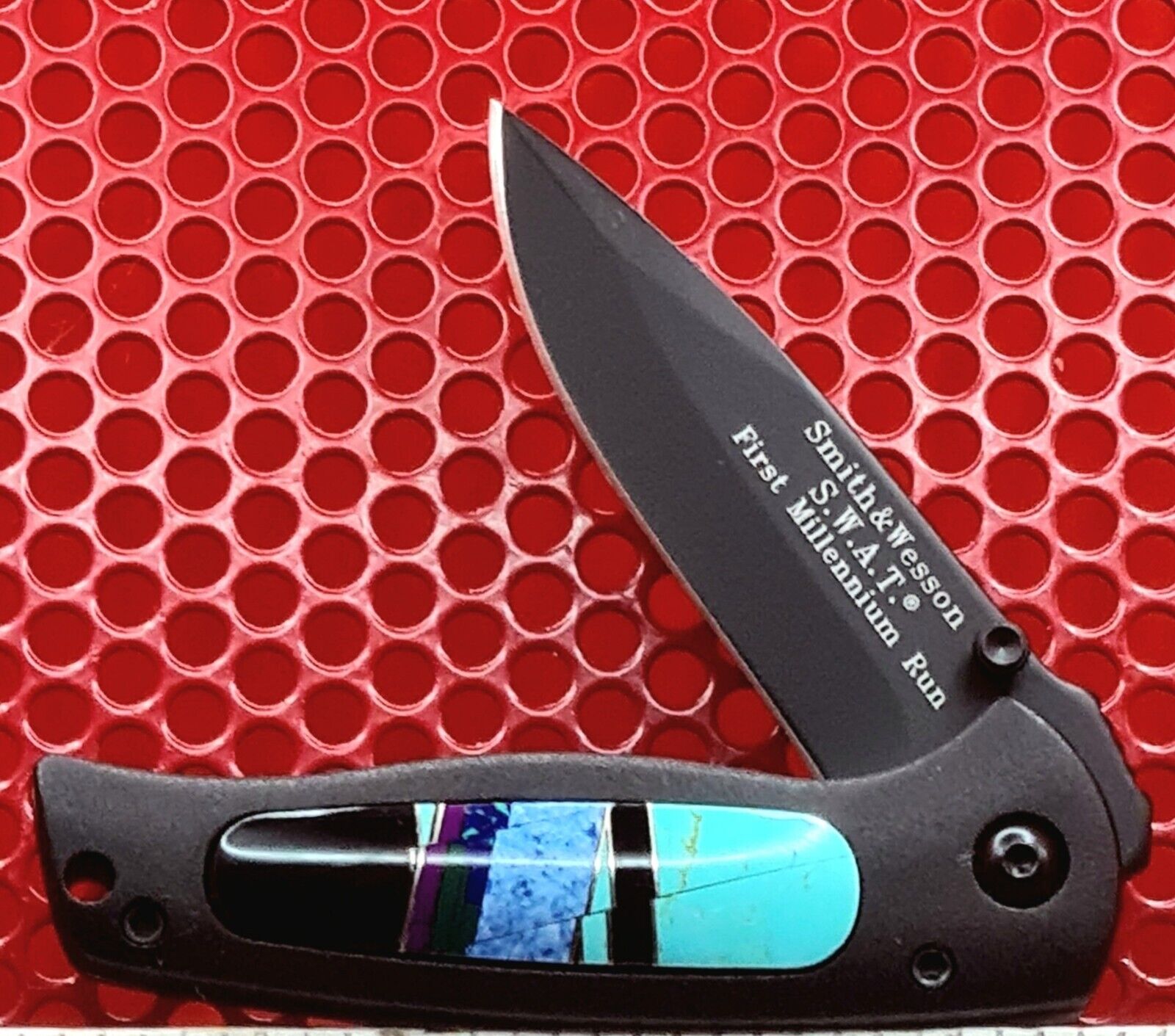 Rare Smith & Wesson SW2001-BTQ Black Turquoise Baby SWAT pocketknife