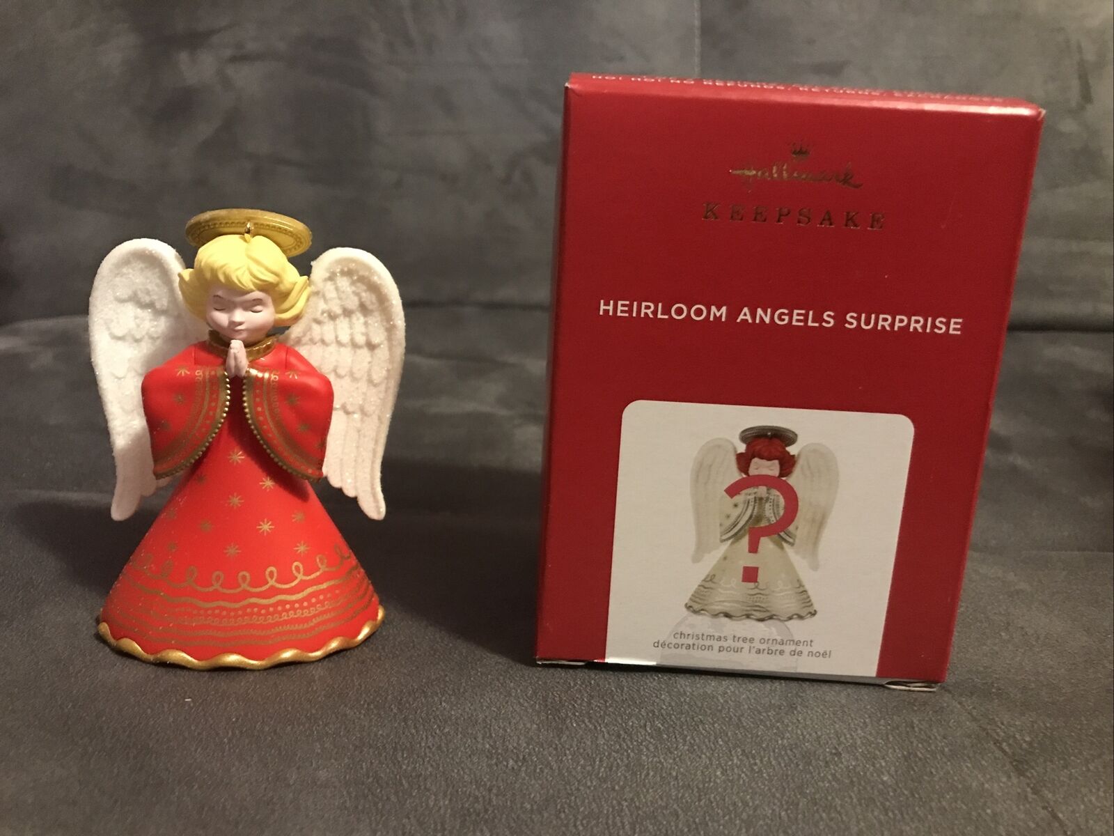 Hallmark 2021 Heirloom Angels Surprise Ornament Red Dress / Blonde Hair
