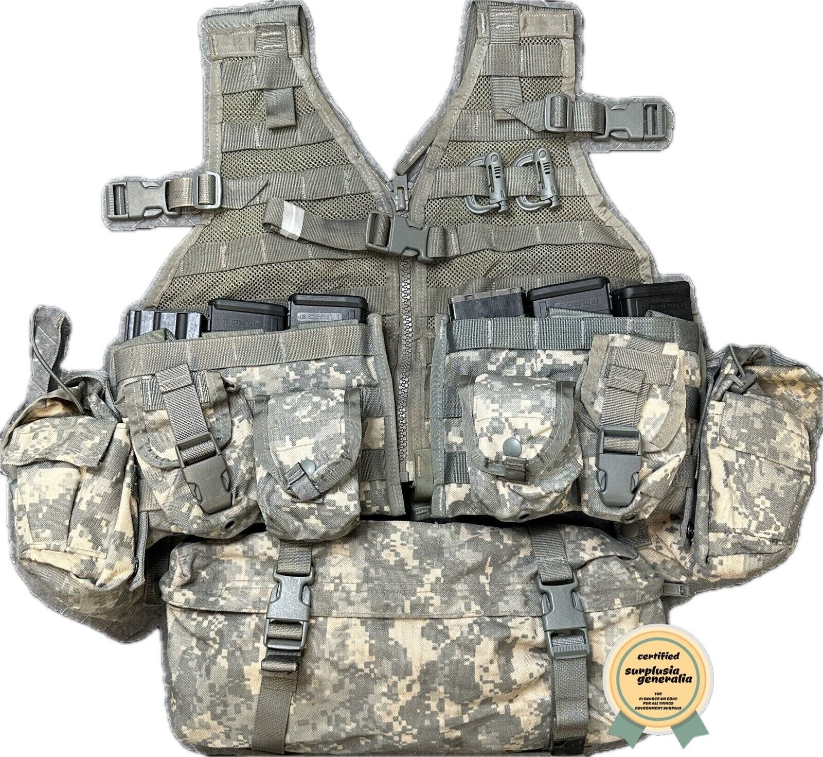 MOLLE II US Army Fighting Load Carrier Vest Light Infantry Kit 18 Pieces, ACU
