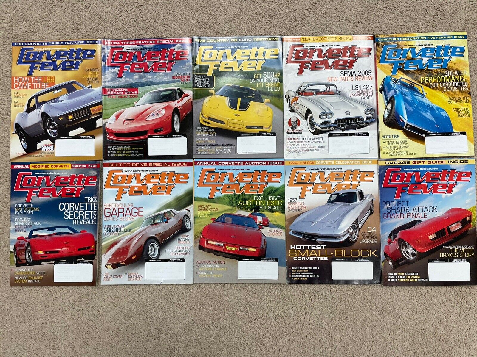Corvette Fever Magazine 2006 Jan.Mar.Apr.May.Jun.Jul.Aug.Sep.Oct.Dec.  10 Issues