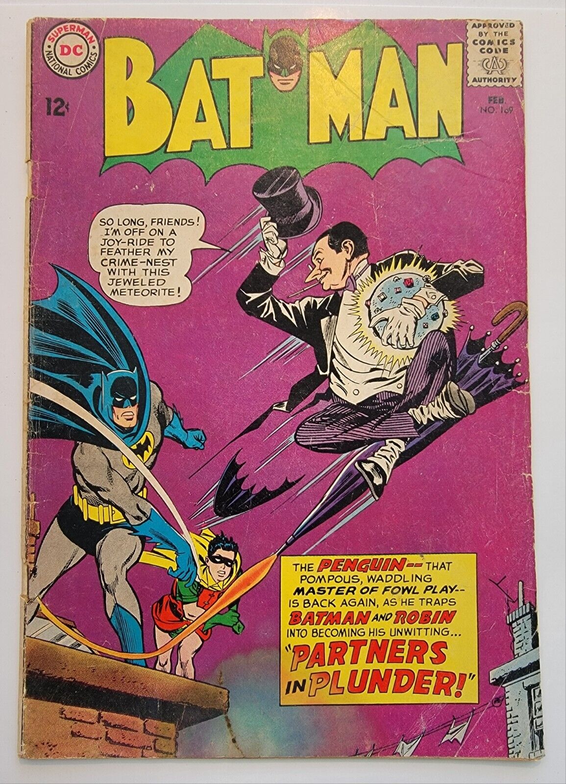Batman #169 G+ 2nd App. of The Penquin ~ Vintage Silver Age 1965 Sheldon Moldoff