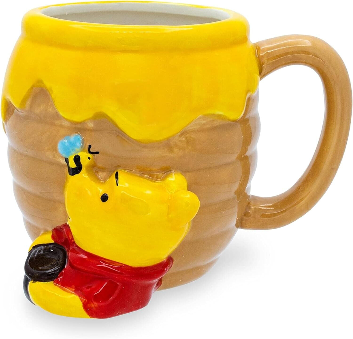 Cute Winnie The Pooh Honey Pot Ceramic 3D Sculpted Mug Hot Cold Drinks Cup 23 Oz