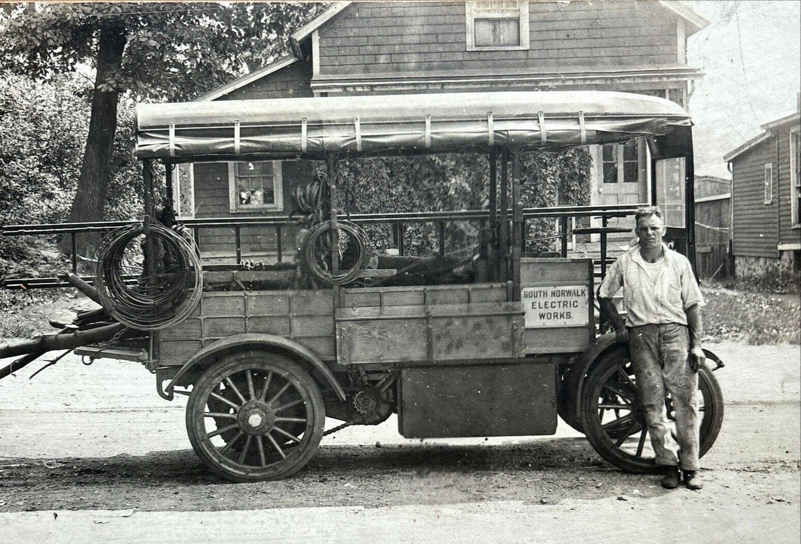 South Norwalk Connecticut Electric Truck Automobile Antique Photograph