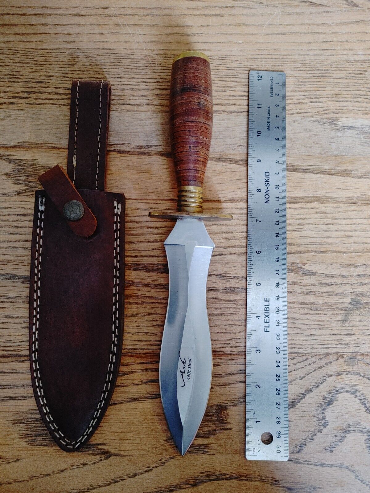 Custom Handmade Fixed Blade Dagger Knife - With Leather Sheath - 7\